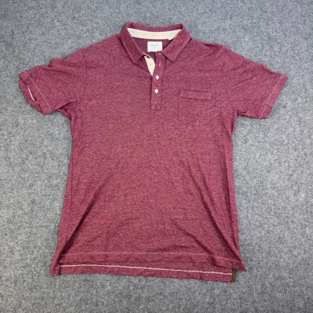 Billy Reid Mens XL Polo Shirt Burgundy Red Heathered Short Sleeve Chest Pocket